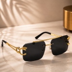 Frameless black sunglasses